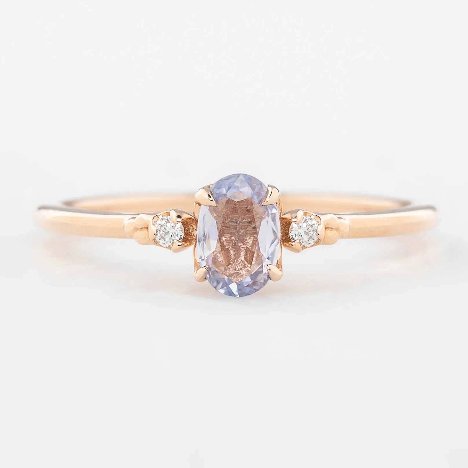 Estel Ring - 6x4mm 0.40ct Unheated Blue Sapphire, 14k Rose Gold