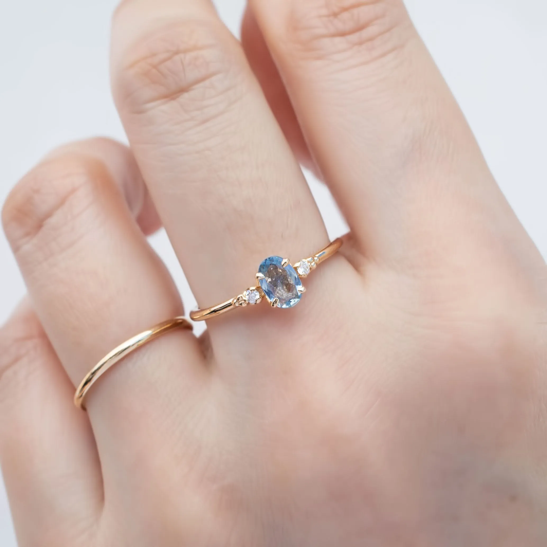 Estel Ring - 6x4mm 0.40ct Unheated Blue Sapphire, 14k Rose Gold