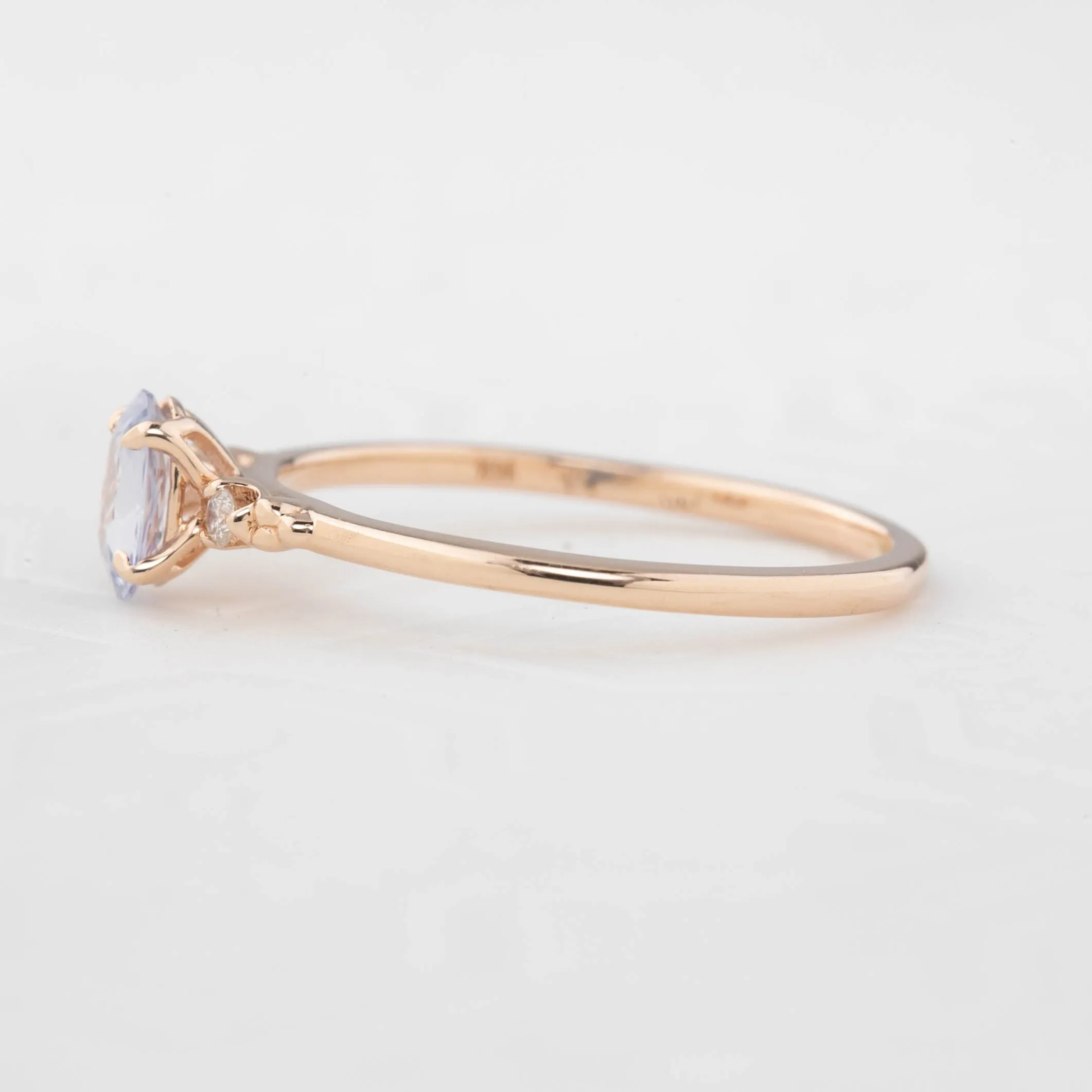 Estel Ring - 6x4mm 0.40ct Unheated Blue Sapphire, 14k Rose Gold