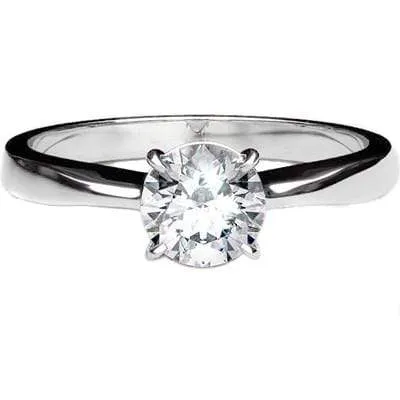 EXCELLENT 0.12 CT WHITE DIAMOND 14K SOLID WHITE GOLD RING