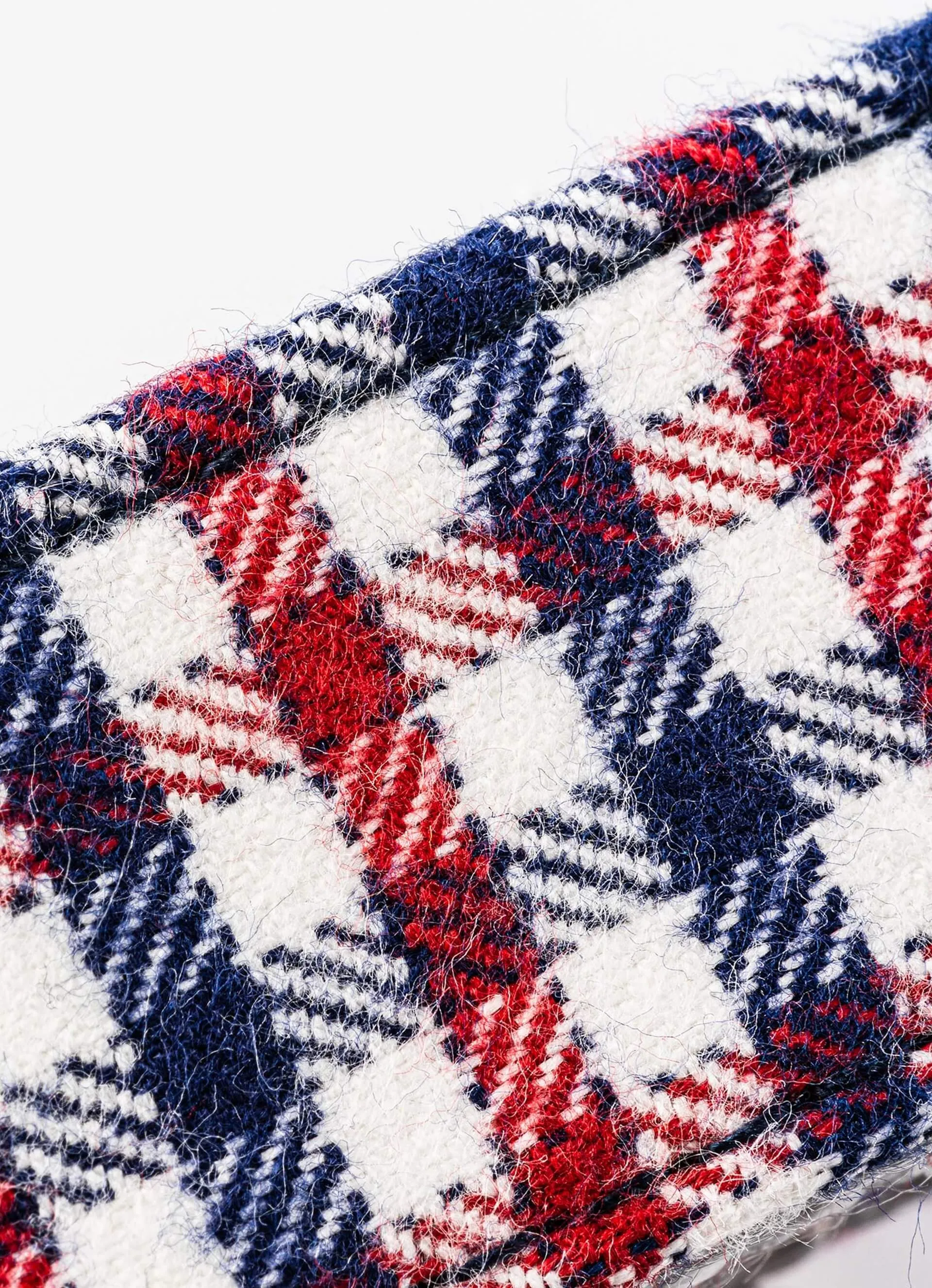 Fabric Dog Collar - Checkered Navy and Red