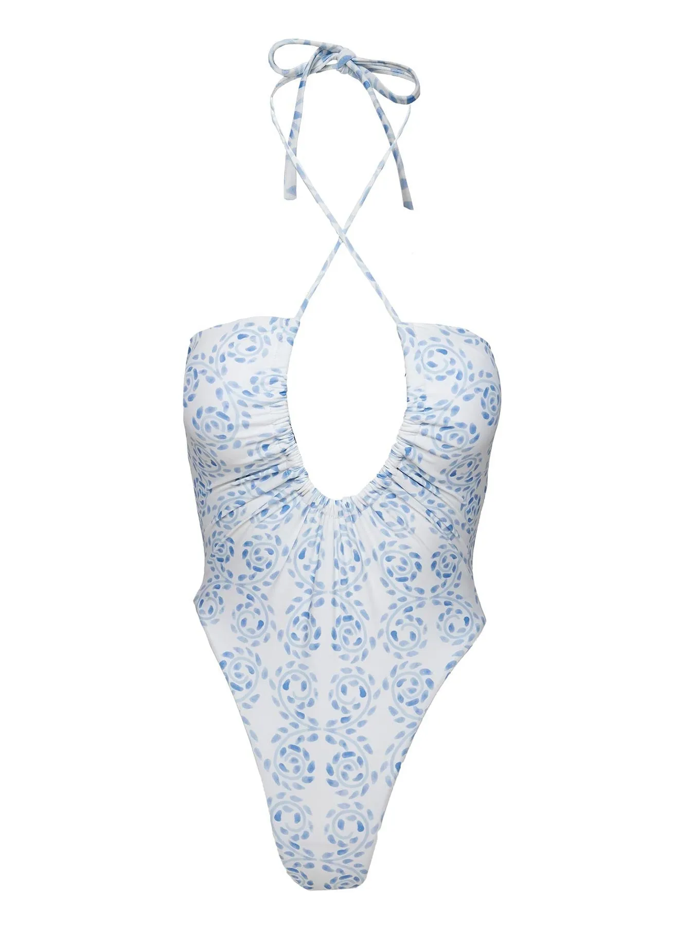 Fern One Piece Blue / White Swirl