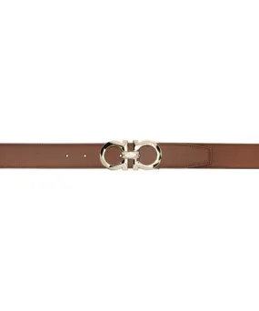 Ferragamo Brown & Black Adjustable Gancini Reversible Belt