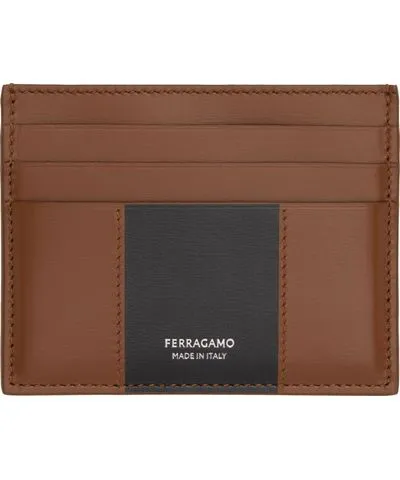 Ferragamo Brown & Black Bicolor Card Holder