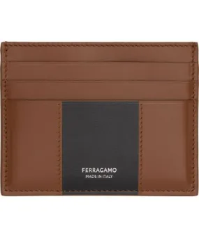 Ferragamo Brown & Black Bicolor Card Holder