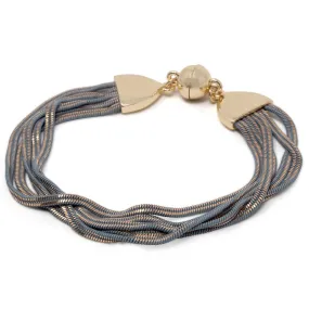 Five Strand Liquid Metal Bracelet Gold/Grey