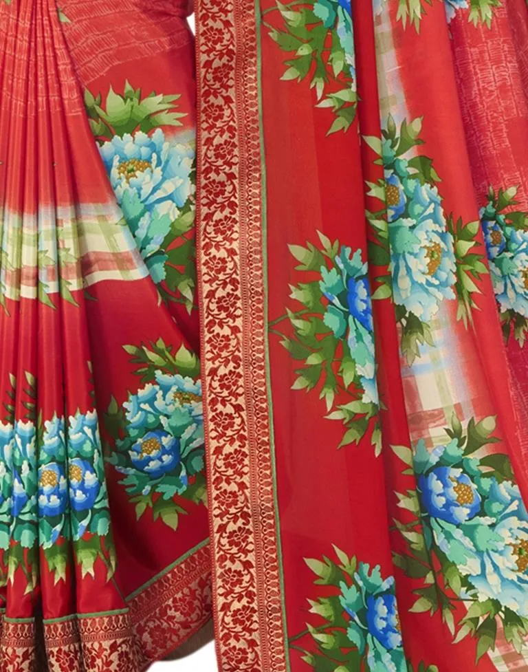 Flamboyant Red Printed Saree