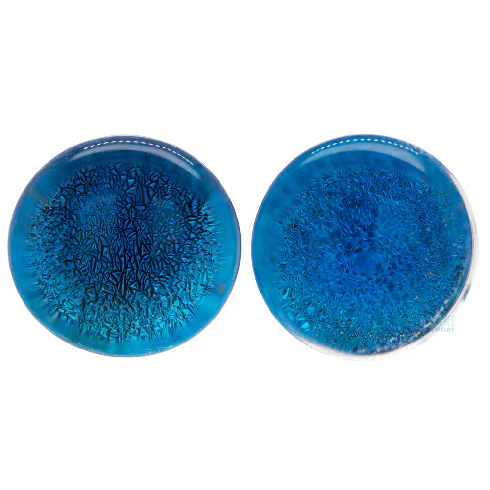 Foil Glass Plugs - Aqua on Black