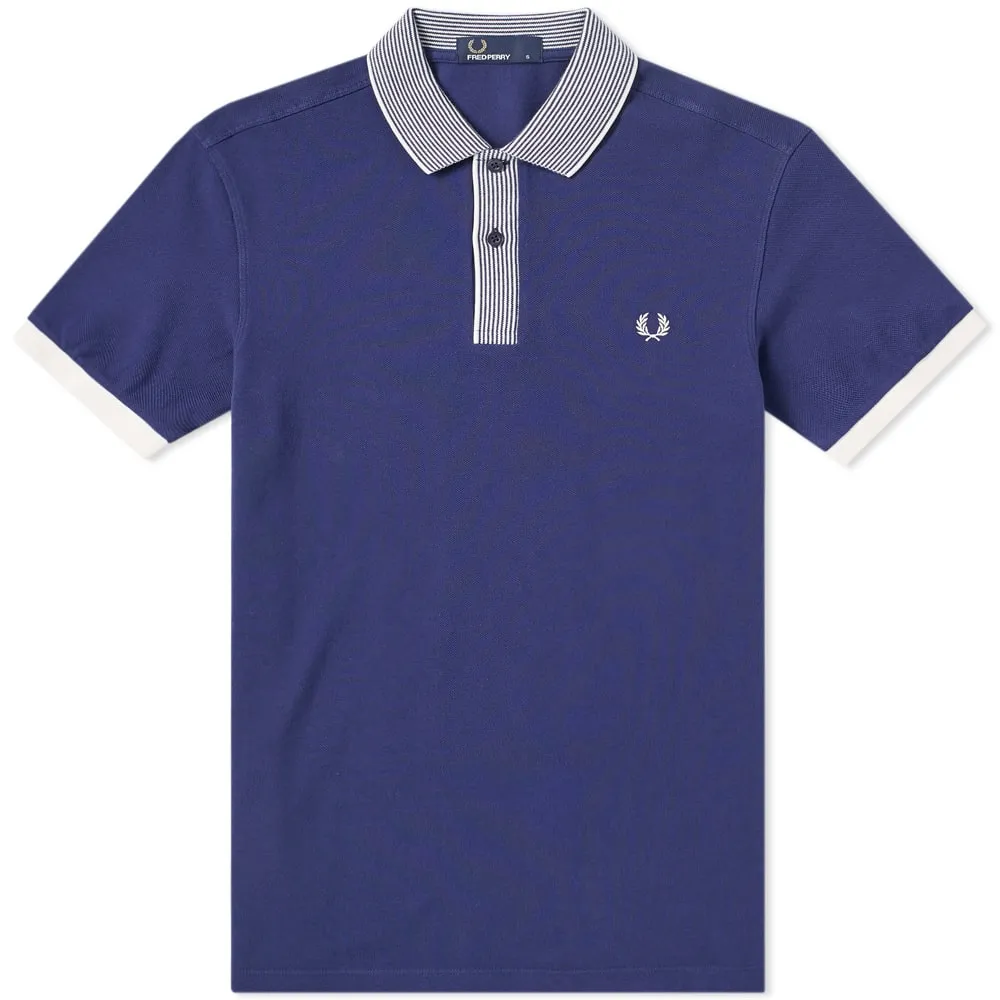 Fred Perry Stripe Collar Pique PoloRich Navy