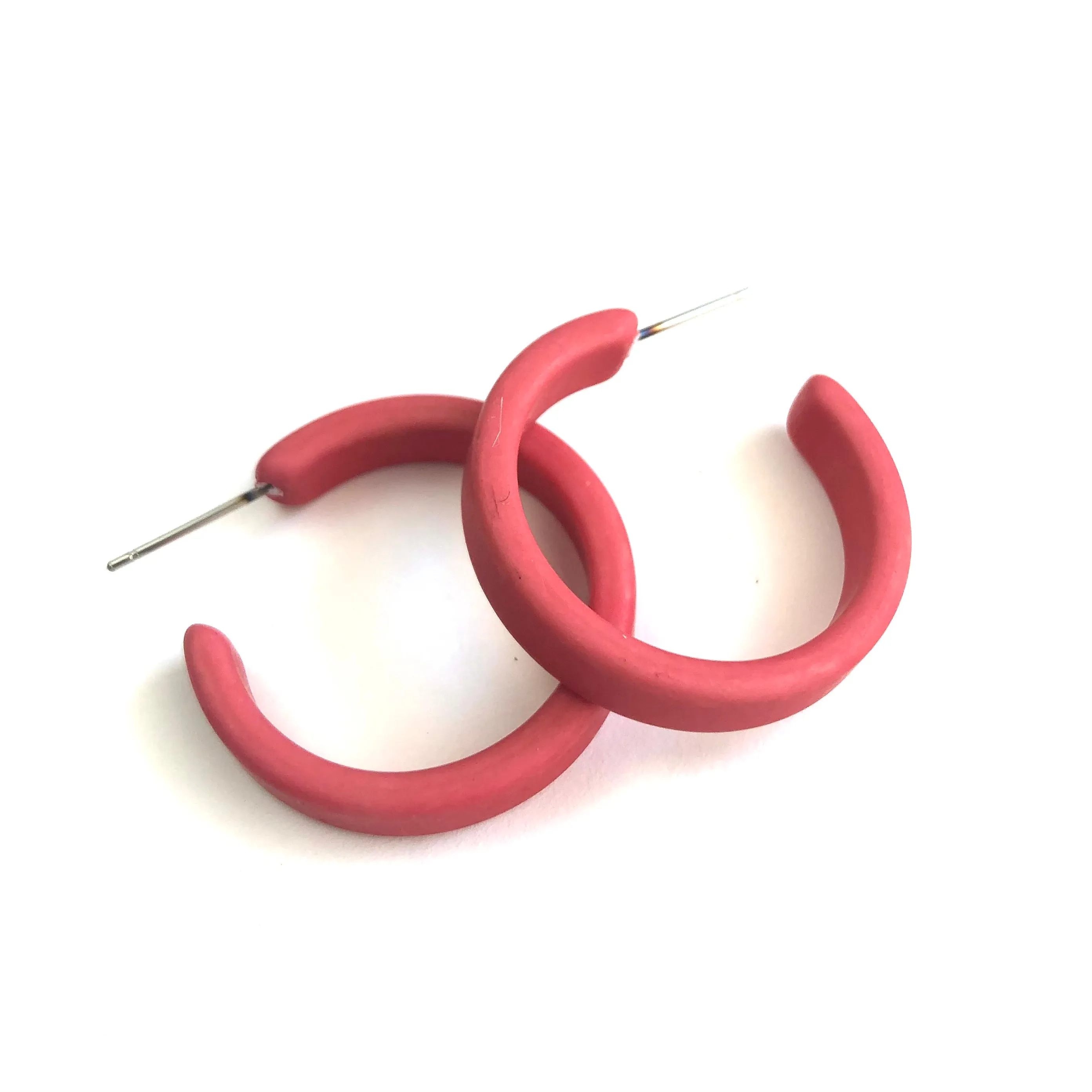 French Pink Matte Small Classic Hoop Earrings