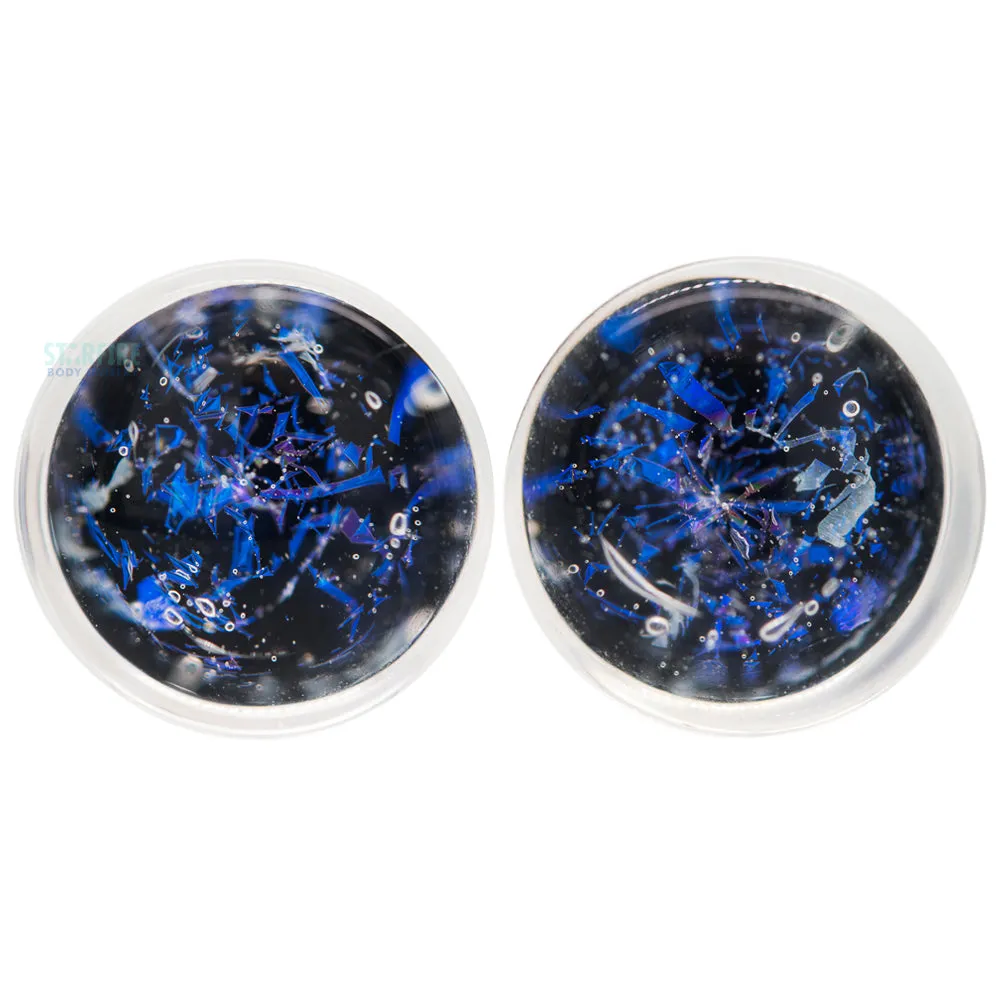 Galaxy Glass Plugs - Blue on Black