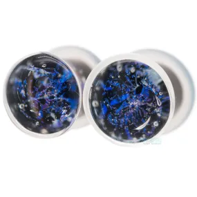 Galaxy Glass Plugs - Blue on Black