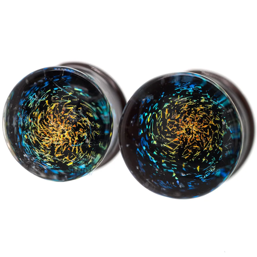 Galaxy Glass Plugs - Rainbow on Black