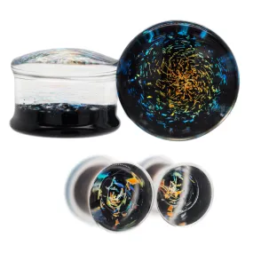 Galaxy Glass Plugs - Rainbow on Black