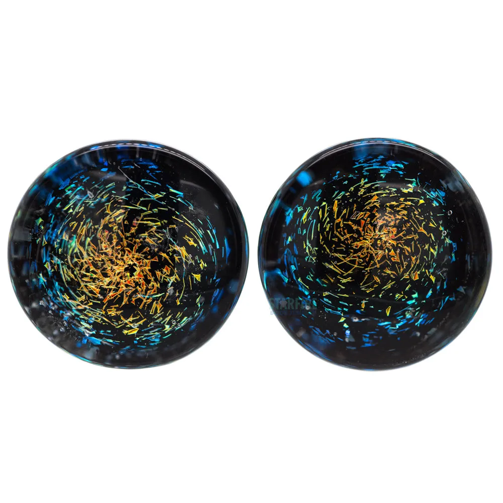 Galaxy Glass Plugs - Rainbow on Black