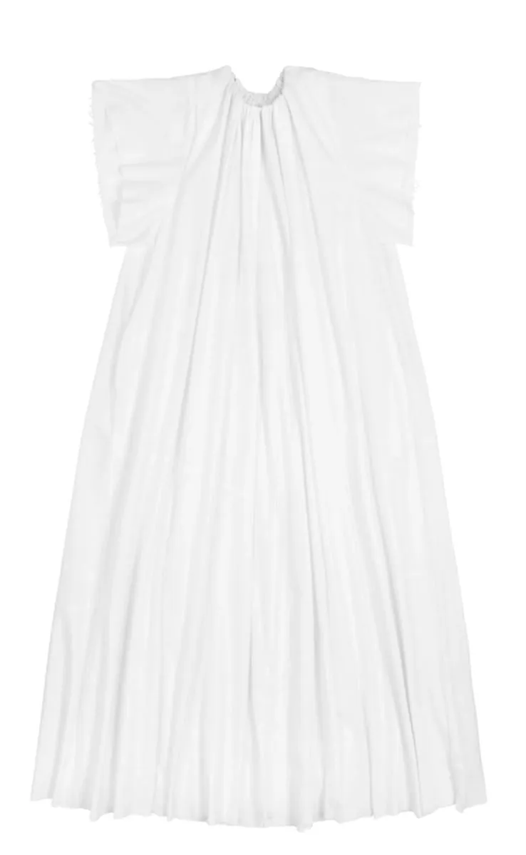 GATHERED POPLIN MAXI DRESS