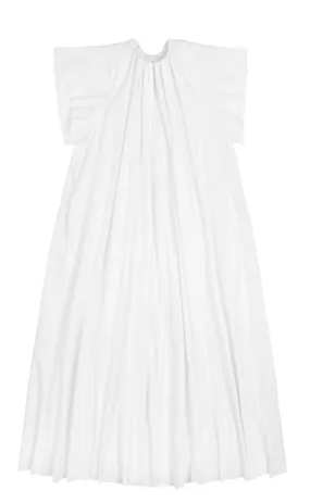 GATHERED POPLIN MAXI DRESS