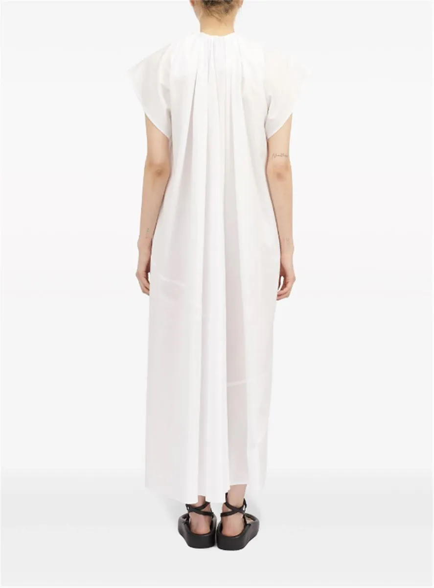 GATHERED POPLIN MAXI DRESS