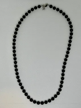 Genuine Black Onyx stone necklace with hypoallergenic stainless steel beads and clasp.  18”. EP123