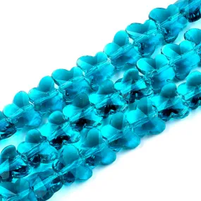 Glass Beads, Butterfly, Faceted, Transparent, Peacock Blue, 10mm