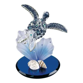 Glass Blue Coral Sea Turtle Figurine