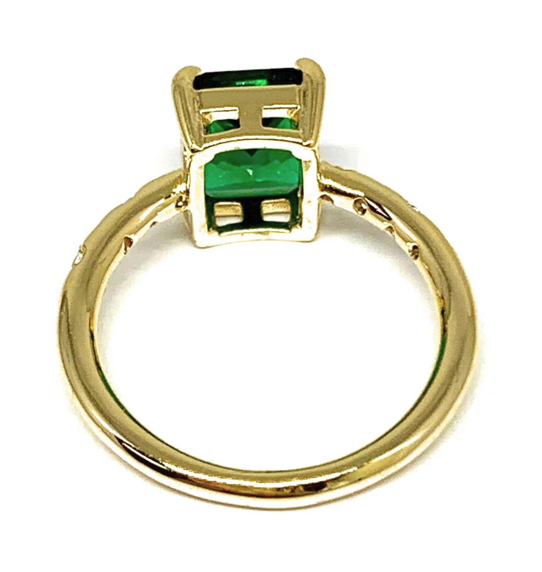 Gold Plated Green CZ Band Ring Anillo