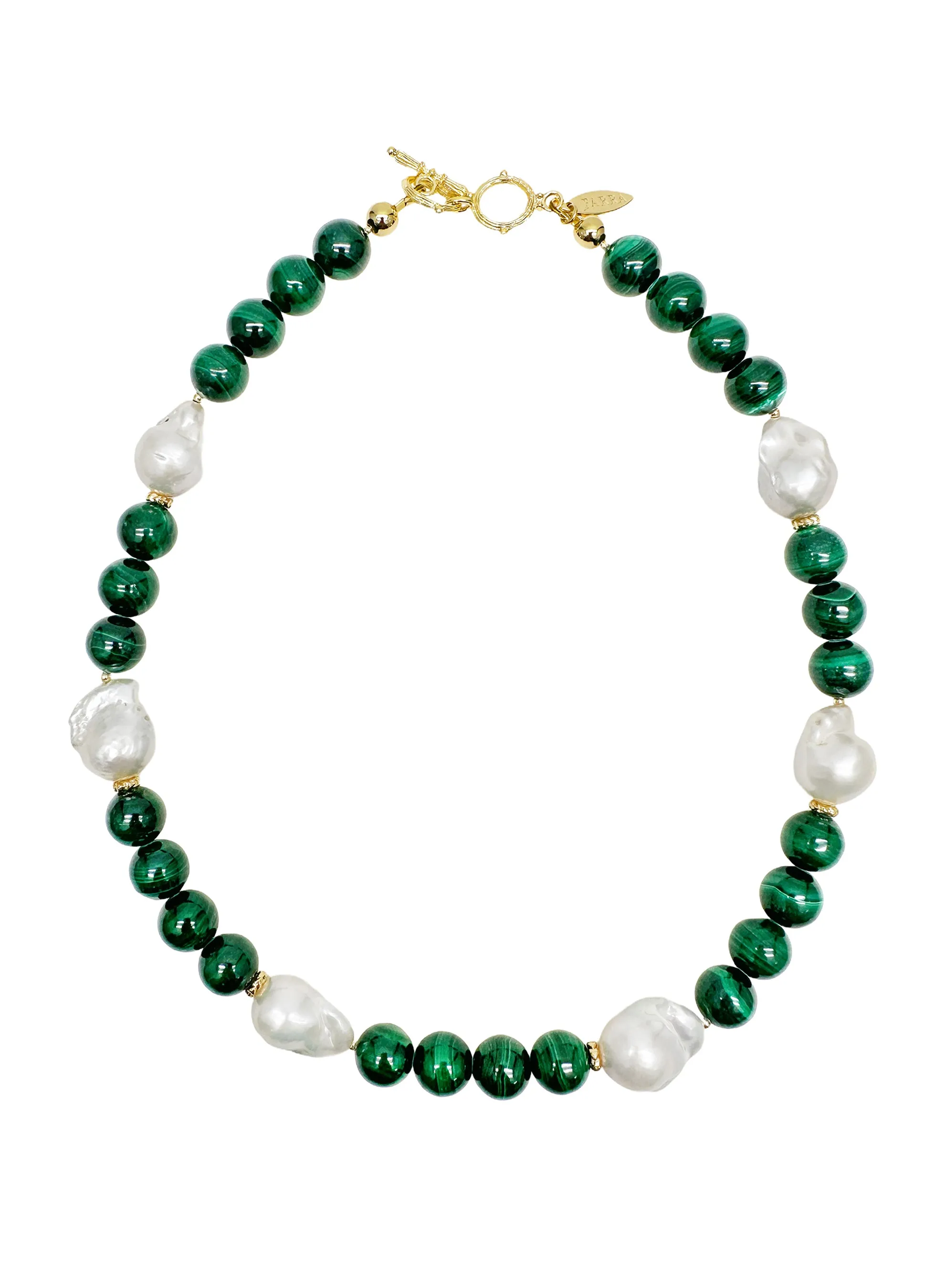 Gorgeous Baroque Pearls with Green Malachite Necklace LN045