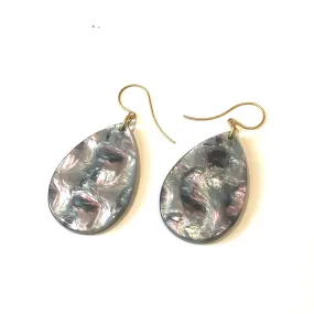 Grey Aurora Borealis Flat Drop Earrings