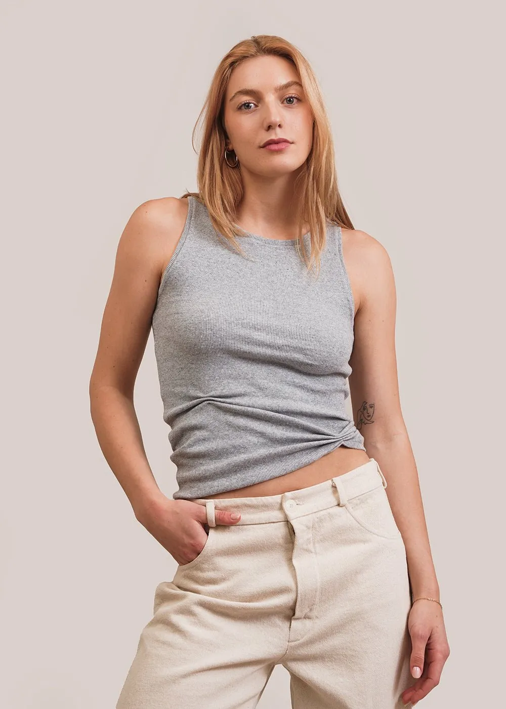 Grey Pinch Tank Top