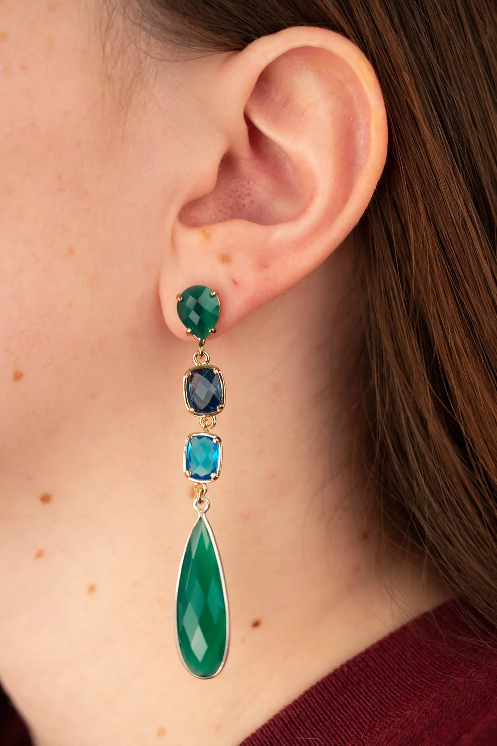 GT/ST Chrysoprase/Multi Green, Blue Earrings