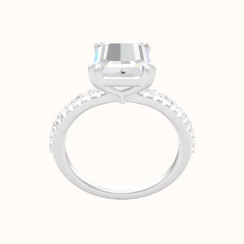 Half Pave Engagement Ring With Double Prongs Head