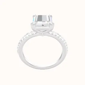 Half Pave Engagement Ring With Double Prongs Head