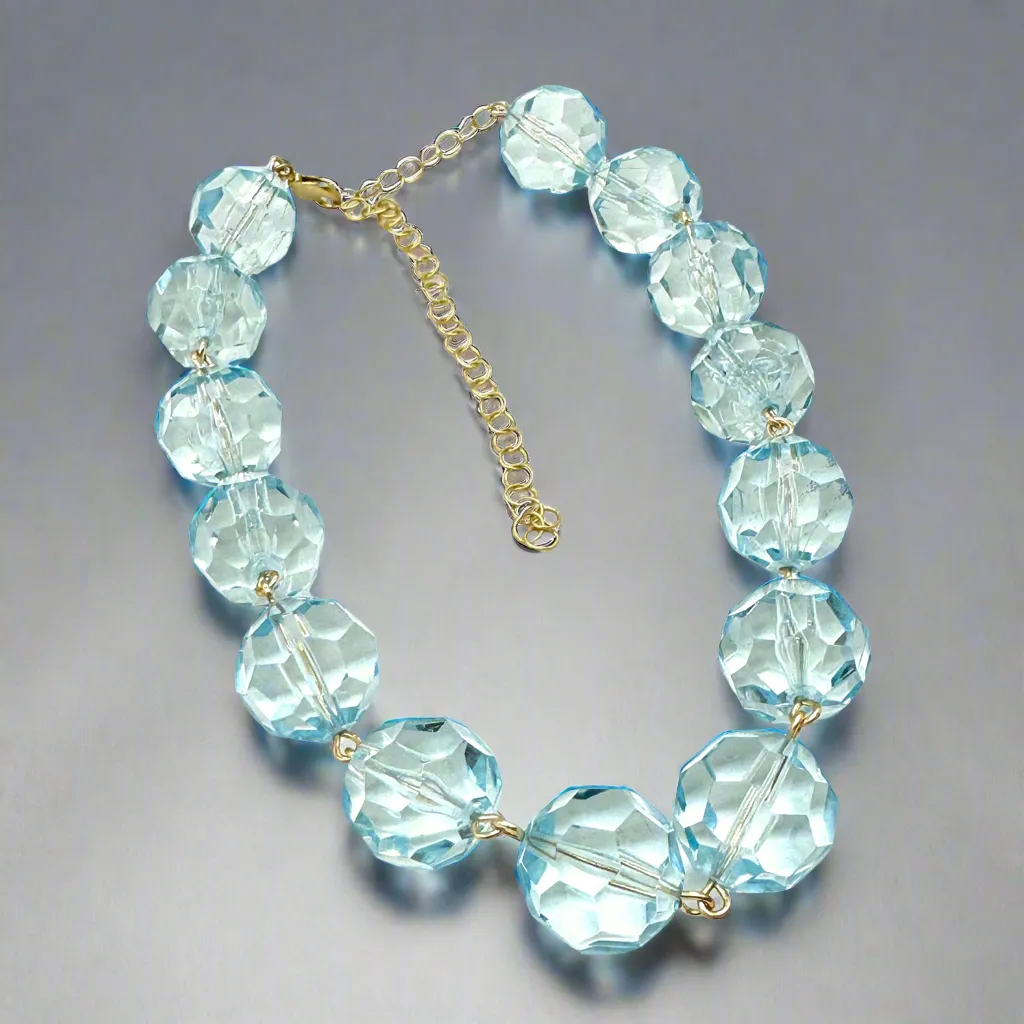 Ice Blue Faceted Amelia Necklace