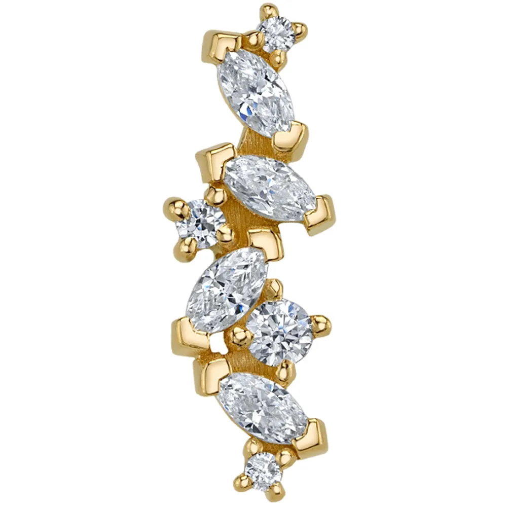 Irina Threaded End in Gold with White CZ's