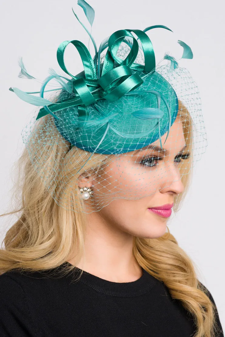 Juliet Felt Fascinator - Emerald Green