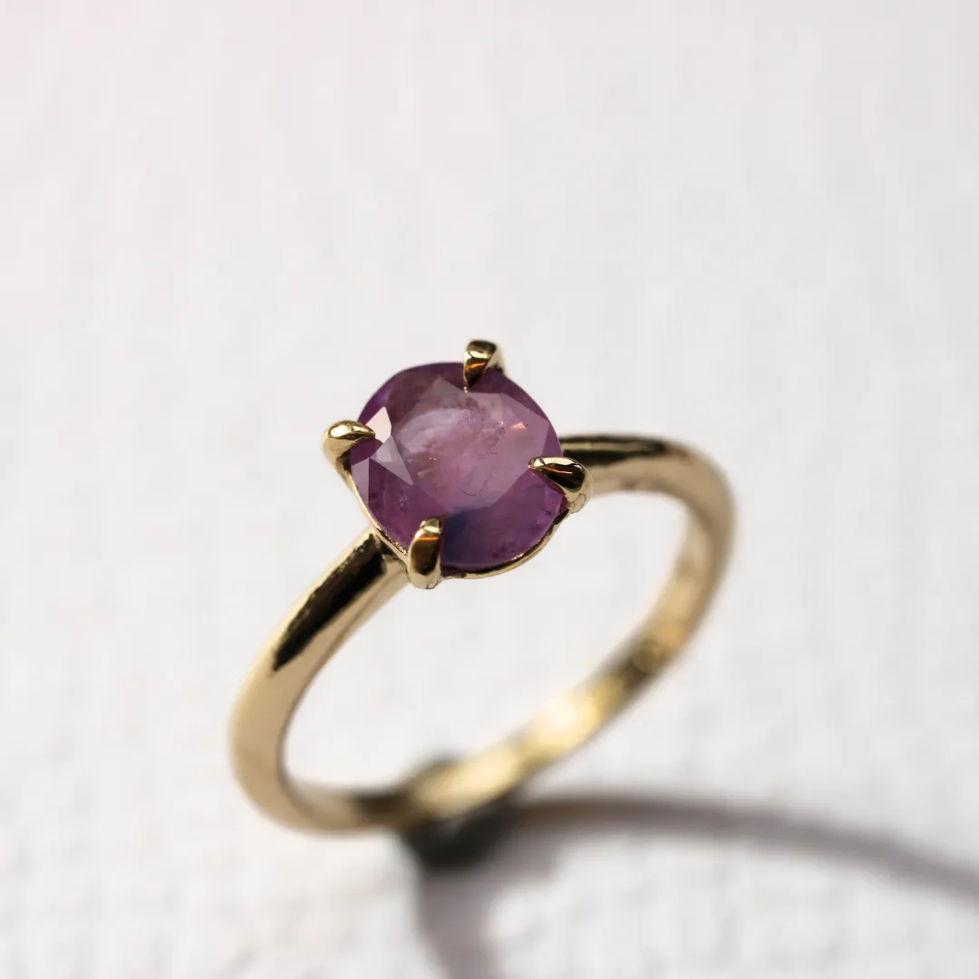 Kitsune - Unicorn Pink Sapphire - Yellow Gold - Ready to Ship