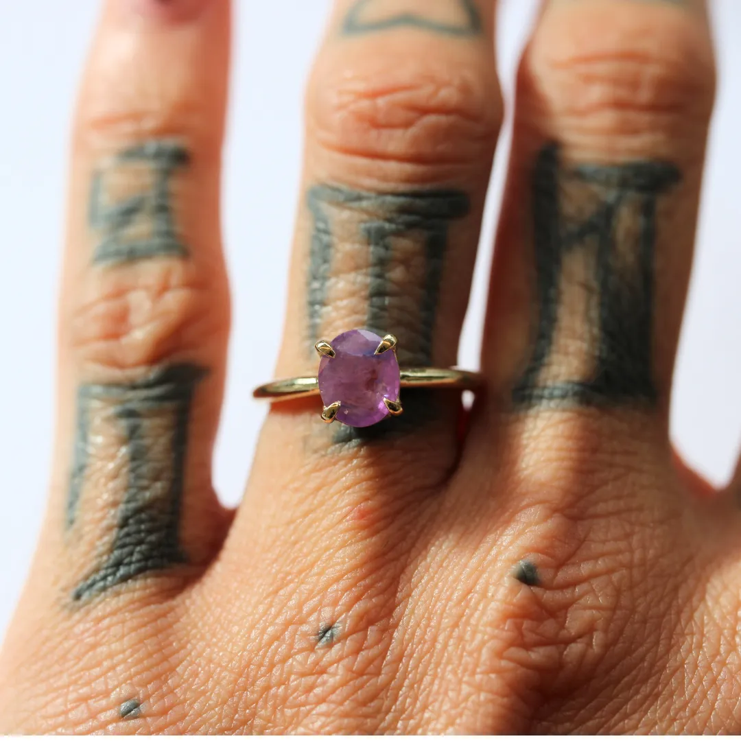 Kitsune - Unicorn Pink Sapphire - Yellow Gold - Ready to Ship