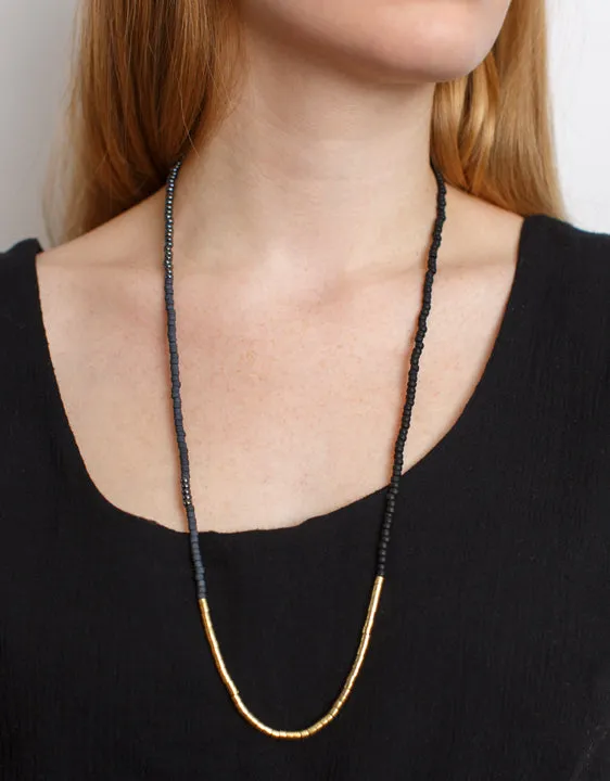 Krysos + Chandi Black Bead Necklace