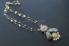 Kundan Jadau Fusion Necklace - Blue