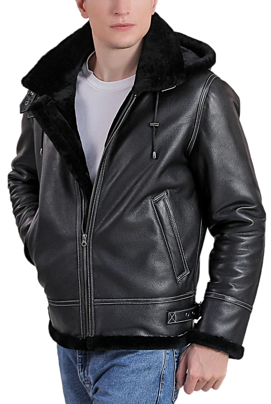 Landing Leathers Men Monogram Collection B-3 Sheepskin Bomber Jacket