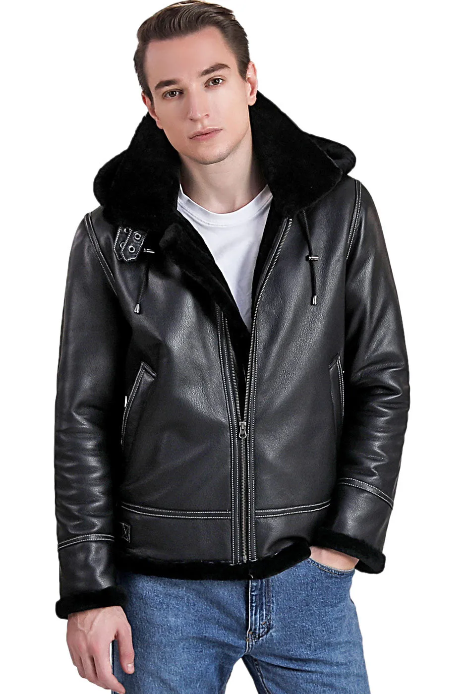 Landing Leathers Men Monogram Collection B-3 Sheepskin Bomber Jacket