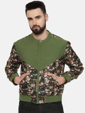 Linen Cotton Quilted Green Jacket - MMBJ017