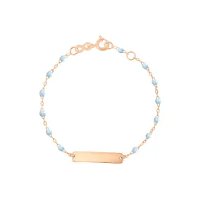 Little Gigi Baby Blue bracelet, Rectangle plaque, Rose Gold, 5.9