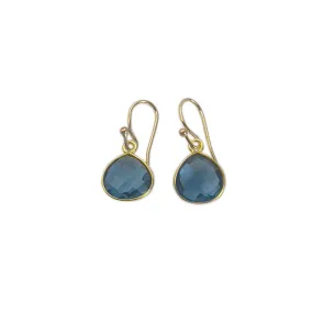 London Blue Quartz Earrings in Gold Vermeil