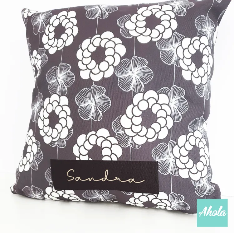 【Lottie Floral Grey】Cushion 灰花圖案咕套 (**送咕芯)