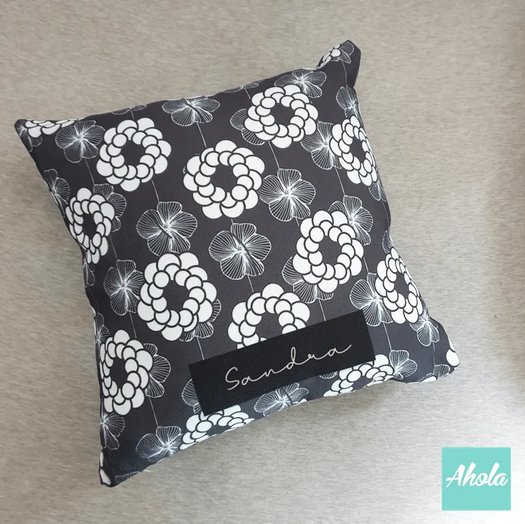 【Lottie Floral Grey】Cushion 灰花圖案咕套 (**送咕芯)