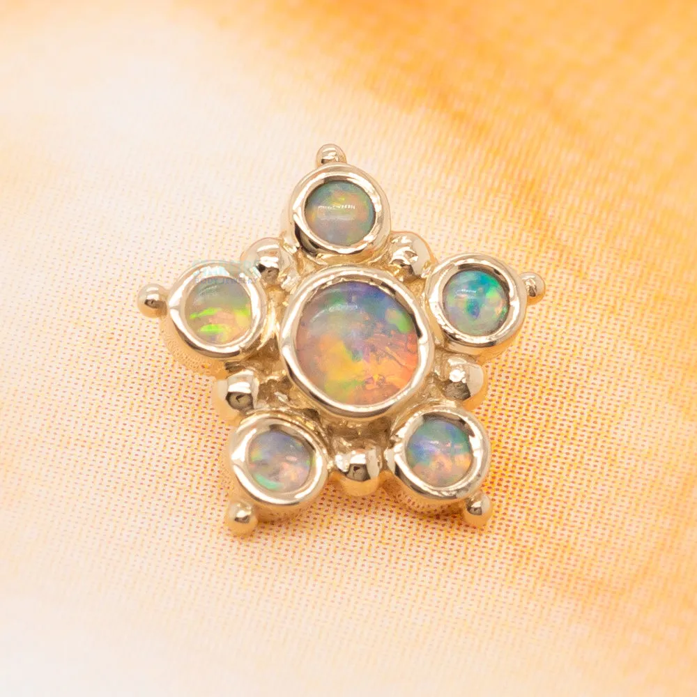 Lucinda Threaded End in Gold with Genuine White Opals