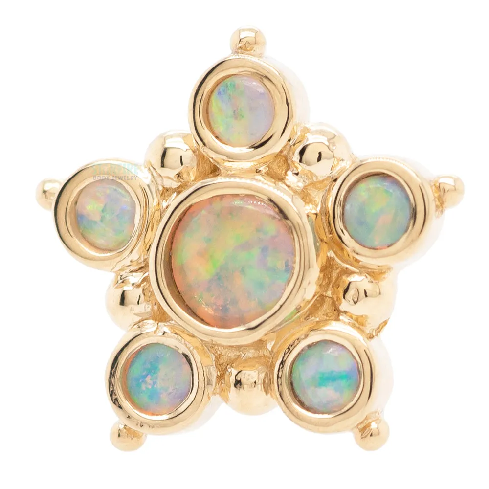 Lucinda Threaded End in Gold with Genuine White Opals