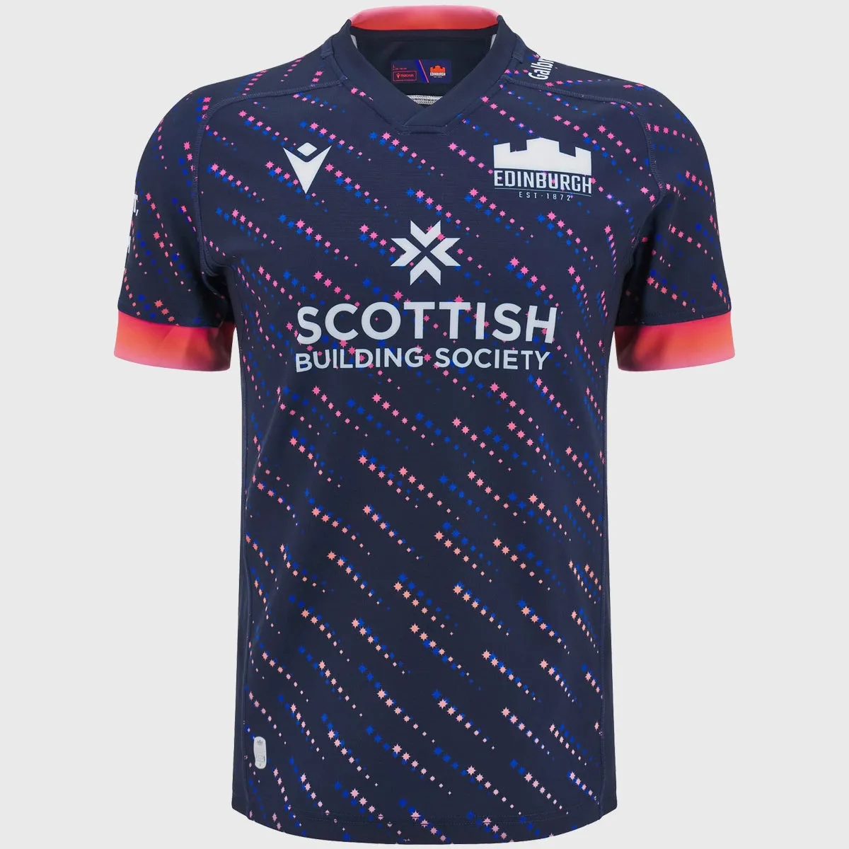 Macron Edinburgh Training Rugby Shirt Navy/Coral Pink