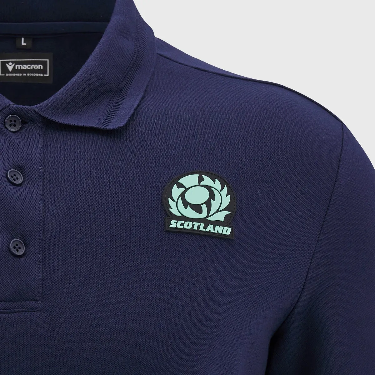 Macron Scotland Rugby Athleisure Cotton Polo Shirt Navy